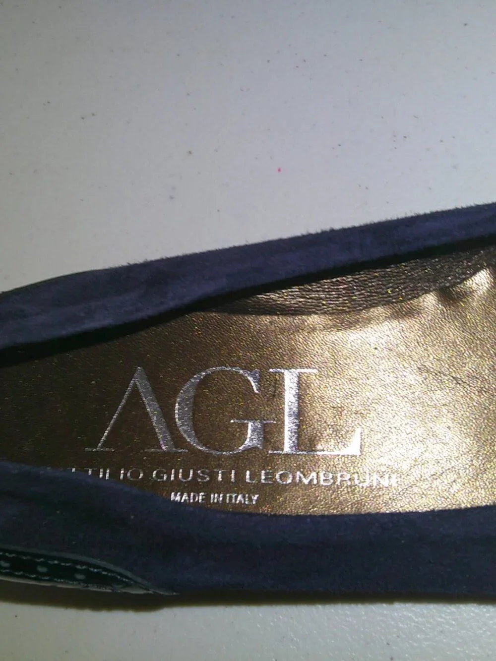 AGL Cap Toe Ballet Flats 39.5 (US 9.5) Navy Suede Leather Bow Italy Minimalist
